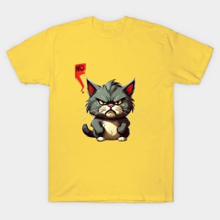 Funny Angry Cat Says No: Funny illustration for cat lover T-Shirt